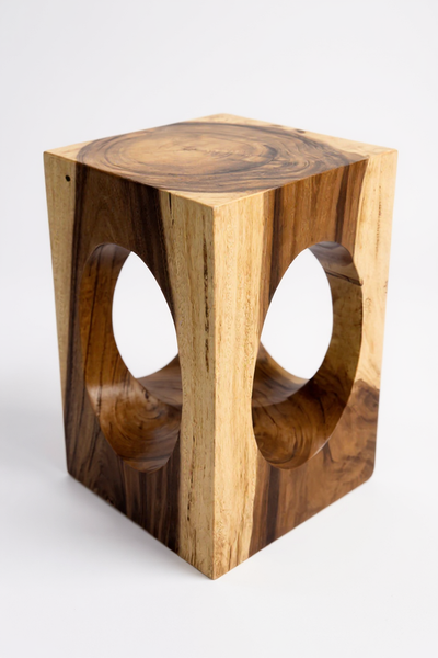 Wooden side table – coffee table flower stool – handmade – square with O-neck suar wood – 45x30x30 cm