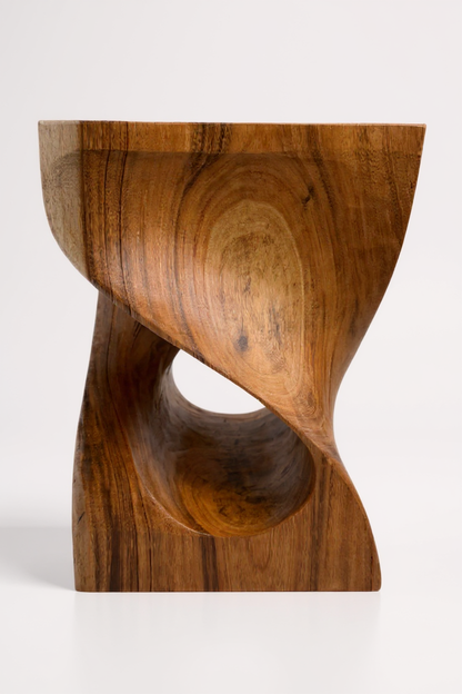 Holzhocker - Beistelltisch Blumenhocker Ablagetisch - Unikat Handgefertigt  - Gedreht aus massivem Samanholz - 40x30x30 cm