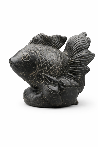 Koi Fish Fountain – Garden Terrace Pond Decoration – Weatherproof – Stone Figure Water Feature – 60 cm