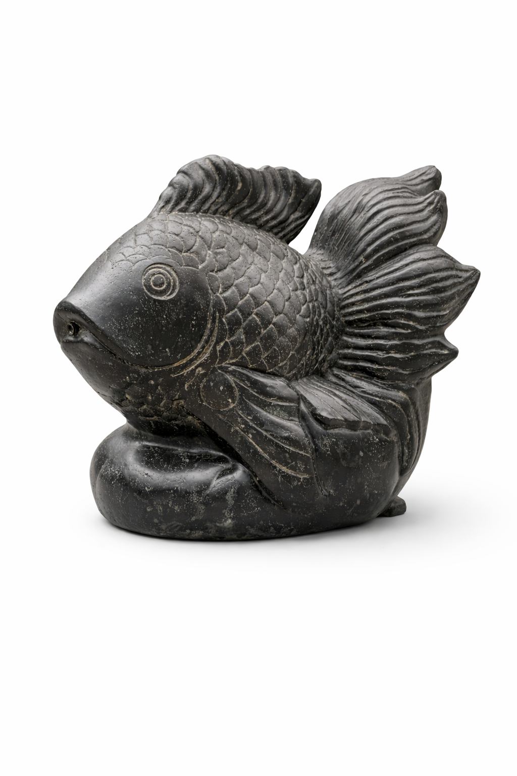 Koi Fisch Springbrunnen – Garten Terrasse Teich Deko – Wetterfest – Stein Figur Wasserspiel – 60 cm
