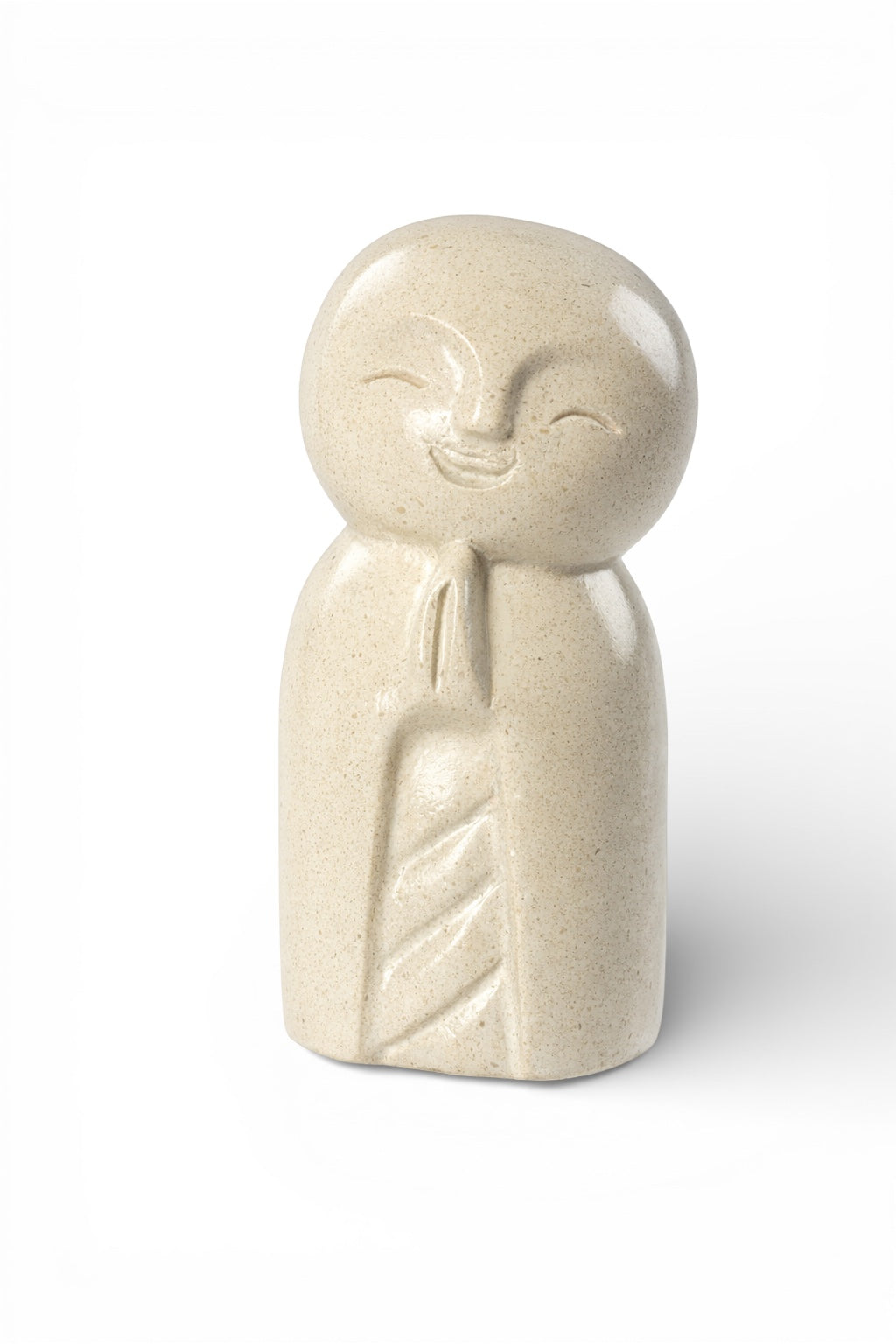 Jizo Figur – Garten Wohnzimmer Regal Deko – Wetterfest – Steinoptik Skulptur Zen Mönch hell – 21x9x10 cm