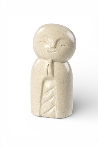 Jizo Figure - Garden Living Room Shelf Decor - Weatherproof - Stone Look Sculpture Zen Monk Light - 21x9x10 cm