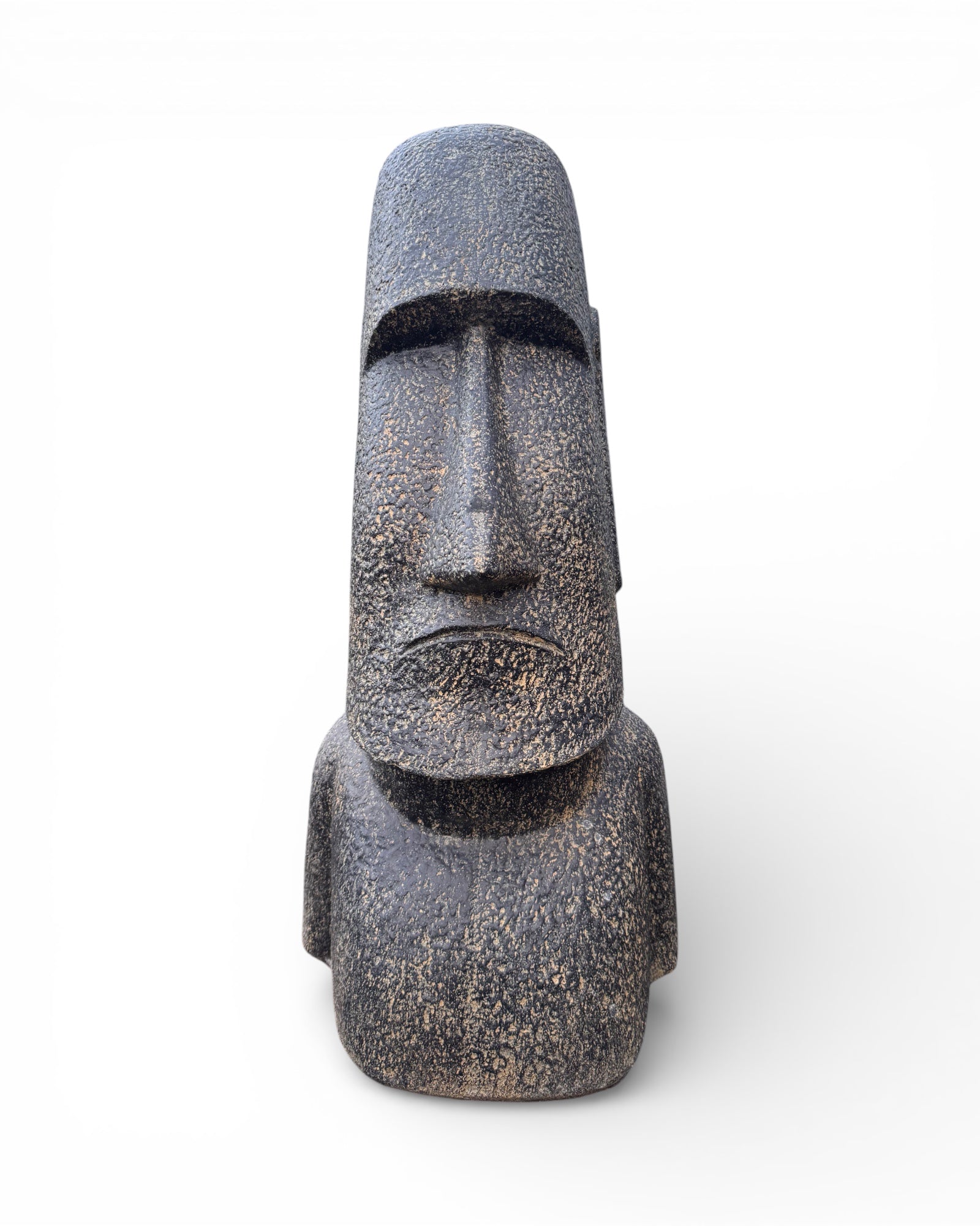 Moai Head Statue - Garden Decoration Sculpture - Weatherproof - Rapa Nui Easter Island Figure made of Fiberglass Concrete Gray - 120x46x40 cm