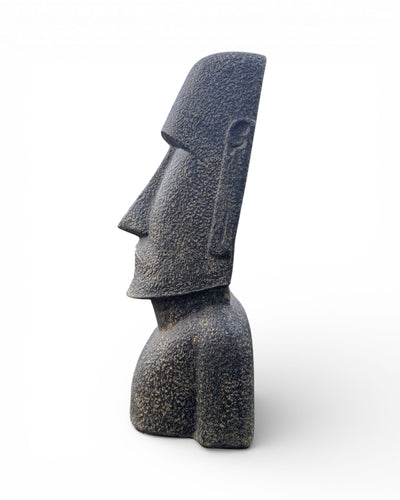 Moai Kopf Statue - Garten Deko Skulptur - Wetterfest - Rapa-Nui Osterinsel-Figur aus Glasfaserbeton Grau - 120x46x40 cm