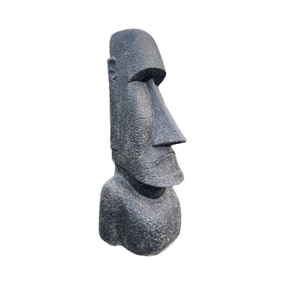 Moai Kopf Statue - Garten Deko Skulptur - Wetterfest - Rapa-Nui Osterinsel-Figur aus Glasfaserbeton Grau - 150x49x47 cm