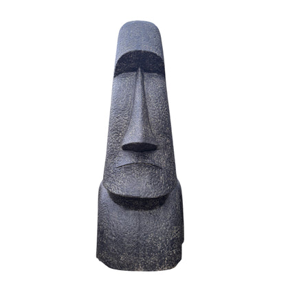 Moai Kopf Statue - Garten Deko Skulptur - Wetterfest - Rapa-Nui Osterinsel-Figur aus Glasfaserbeton Grau - 200x70x60 cm