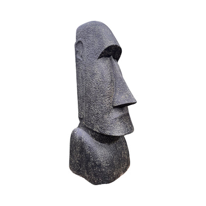 Moai Kopf Statue - Garten Deko Skulptur - Wetterfest - Rapa-Nui Osterinsel-Figur aus Glasfaserbeton Grau - 200x70x60 cm