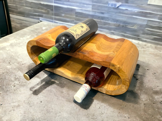 Akazienholz Weinregal - Flaschenhalter für 6 Flaschen - Robust - Natürliche Holzmaserung - 46x19x15 cm