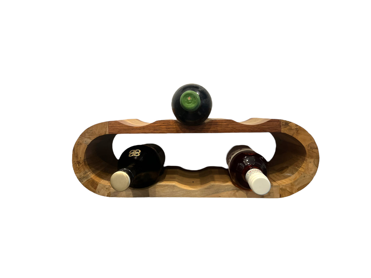 Akazienholz Weinregal - Flaschenhalter für 6 Flaschen - Robust - Natürliche Holzmaserung - 46x19x15 cm
