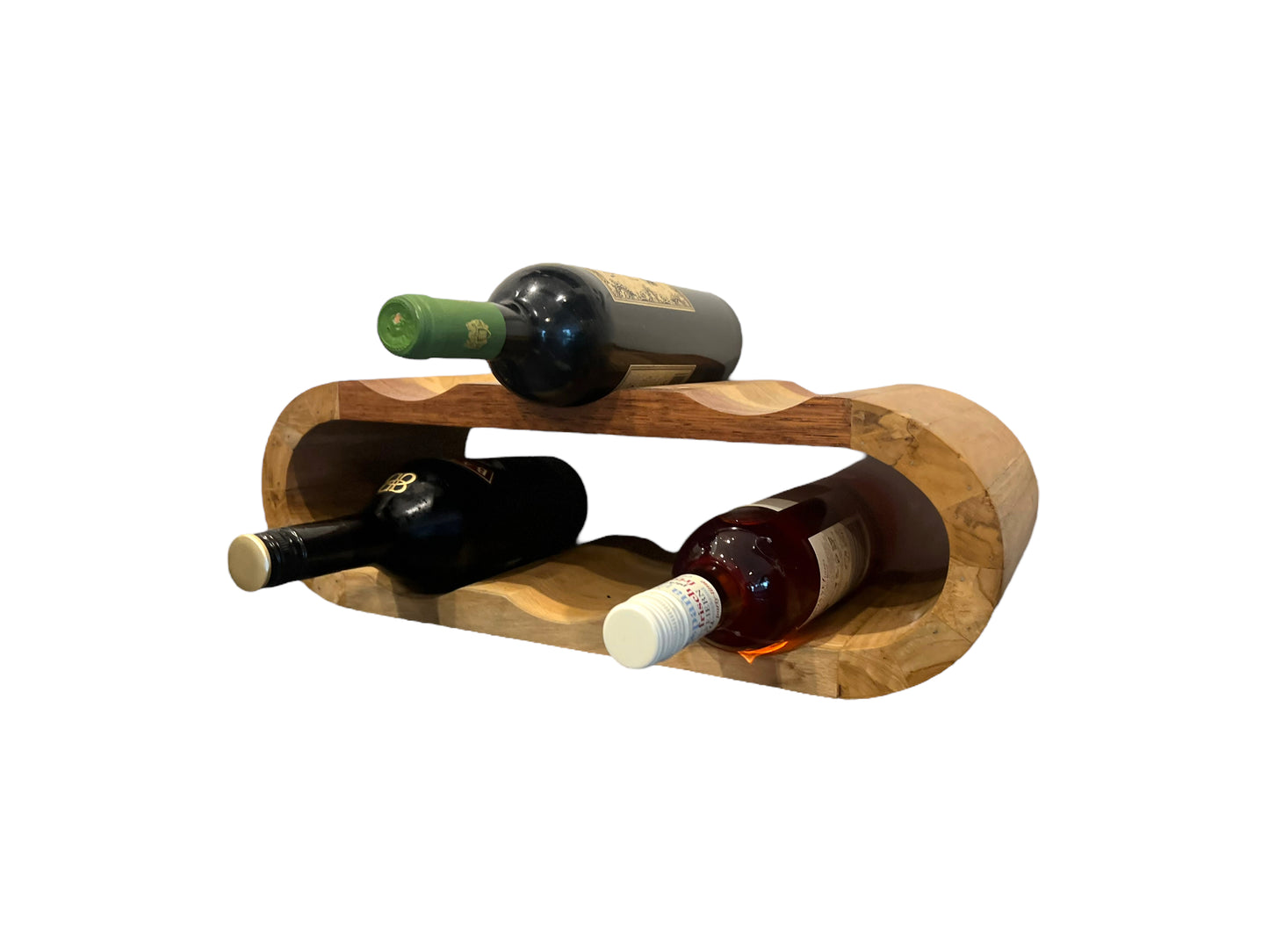 Akazienholz Weinregal - Flaschenhalter für 6 Flaschen - Robust - Natürliche Holzmaserung - 46x19x15 cm