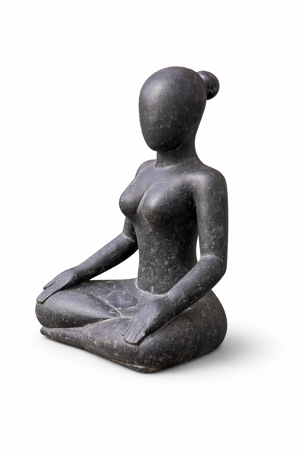 Yoga Figur sitzend modern – Garten Wohnzimmer Deko Skulptur – Wetterfest – Steinoptik Meditation Statue schwarz- in 3 Größen