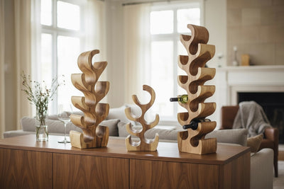 Weinregal Massiv - Küchen Wohnzimmer Deko Weinhalter - Handgefertigt Edel Hochwertig - Tannenform aus Suarholz - 30/50/70/100x27x18 cm