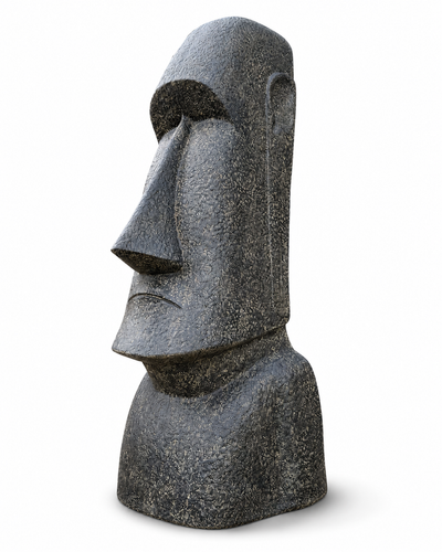 Moai Kopf Statue - Garten Deko Skulptur - Wetterfest - Rapa-Nui Osterinsel-Figur aus Glasfaserbeton Grau - 200x70x60 cm