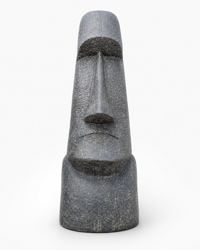 Moai Kopf Statue - Garten Deko Skulptur - Wetterfest - Rapa-Nui Osterinsel-Figur aus Glasfaserbeton Grau - 200x70x60 cm