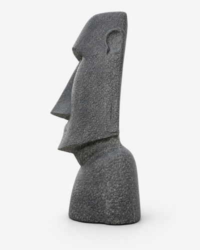 Moai Kopf Statue - Garten Deko Skulptur - Wetterfest - Rapa-Nui Osterinsel-Figur aus Glasfaserbeton Grau - 200x70x60 cm