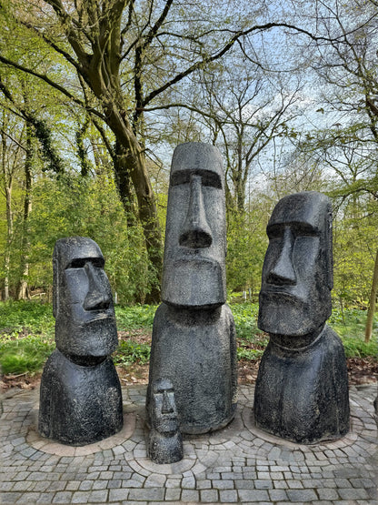 Moai Kopf Statue - Garten Deko Skulptur - Wetterfest - Rapa-Nui Osterinsel-Figur aus Lavasand Grau - 150x49x47 cm