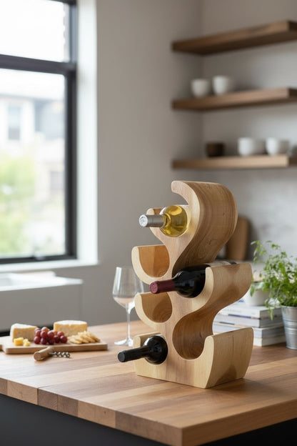 Casier à vin massif - décoration de cuisine salon porte-vin - fait main noble de haute qualité - forme de sapin en bois de suar - 30/50/70/100x27x18 cm