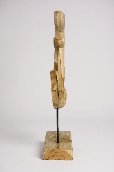 Teakholz-Anker - Dekorative Skulptur - Hochwertige Handgefertigte Handwerkskunst - Auf Sockel stehend - 50, 75 und 100 cm hoch
