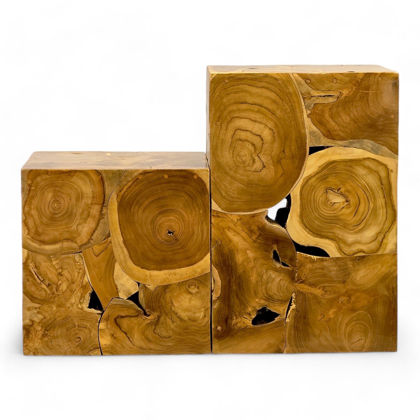 Holzmosaik Beistelltisch - Couchtisch Nachttisch Pflanzenhocker Hocker - Handgefertigt - 40&60x40x40 cm