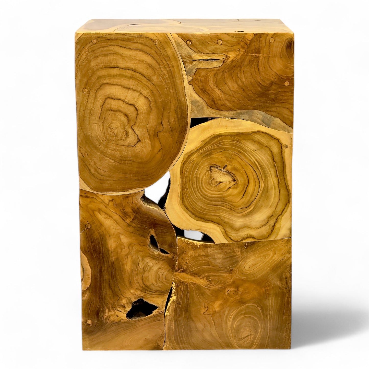 Holzmosaik Beistelltisch - Couchtisch Nachttisch Pflanzenhocker Hocker - Handgefertigt - 40&60x40x40 cm