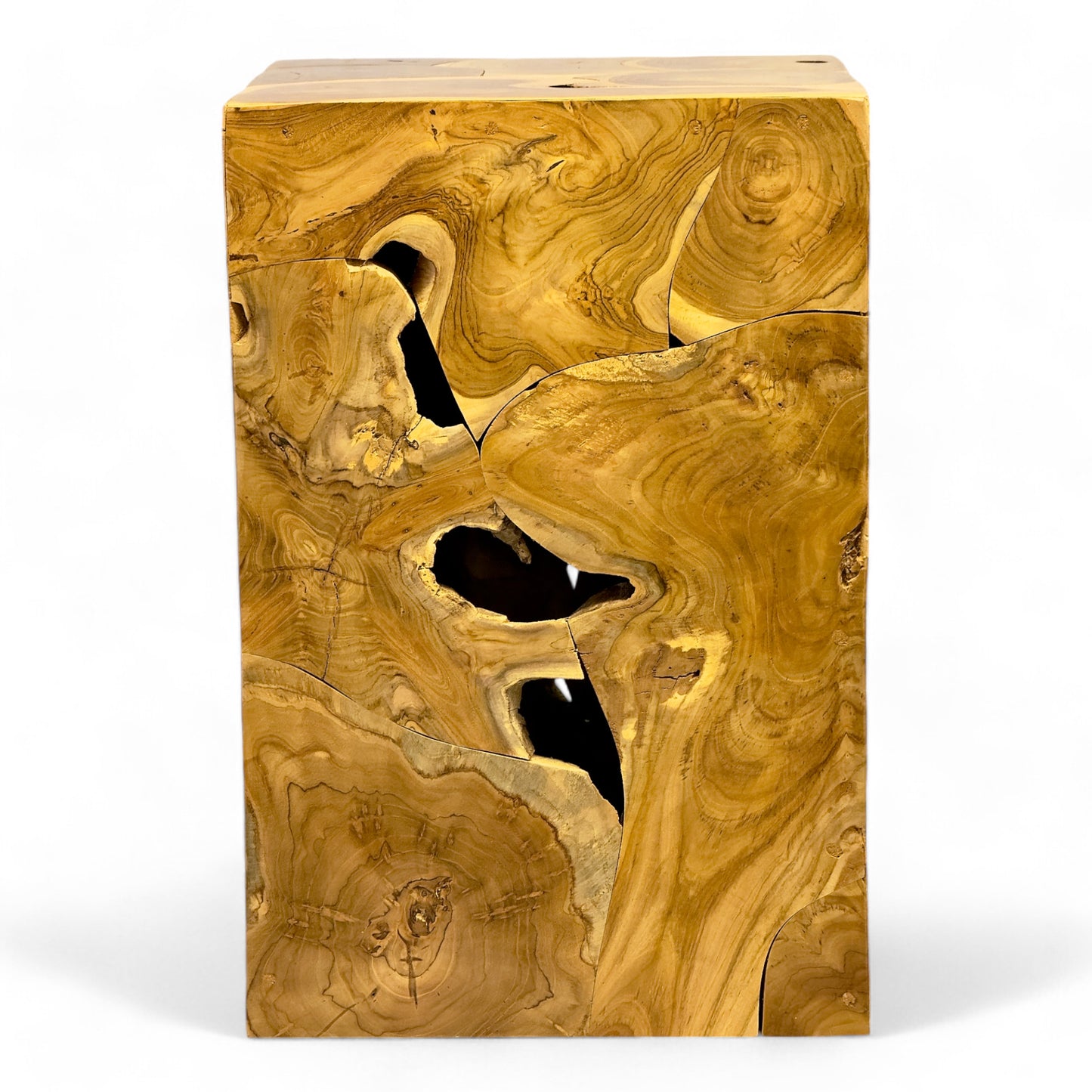 Holzmosaik Beistelltisch - Couchtisch Nachttisch Pflanzenhocker Hocker - Handgefertigt - 40&60x40x40 cm