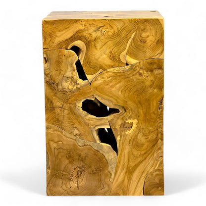 Holzmosaik Beistelltisch - Couchtisch Nachttisch Pflanzenhocker Hocker - Handgefertigt - 40&60x40x40 cm