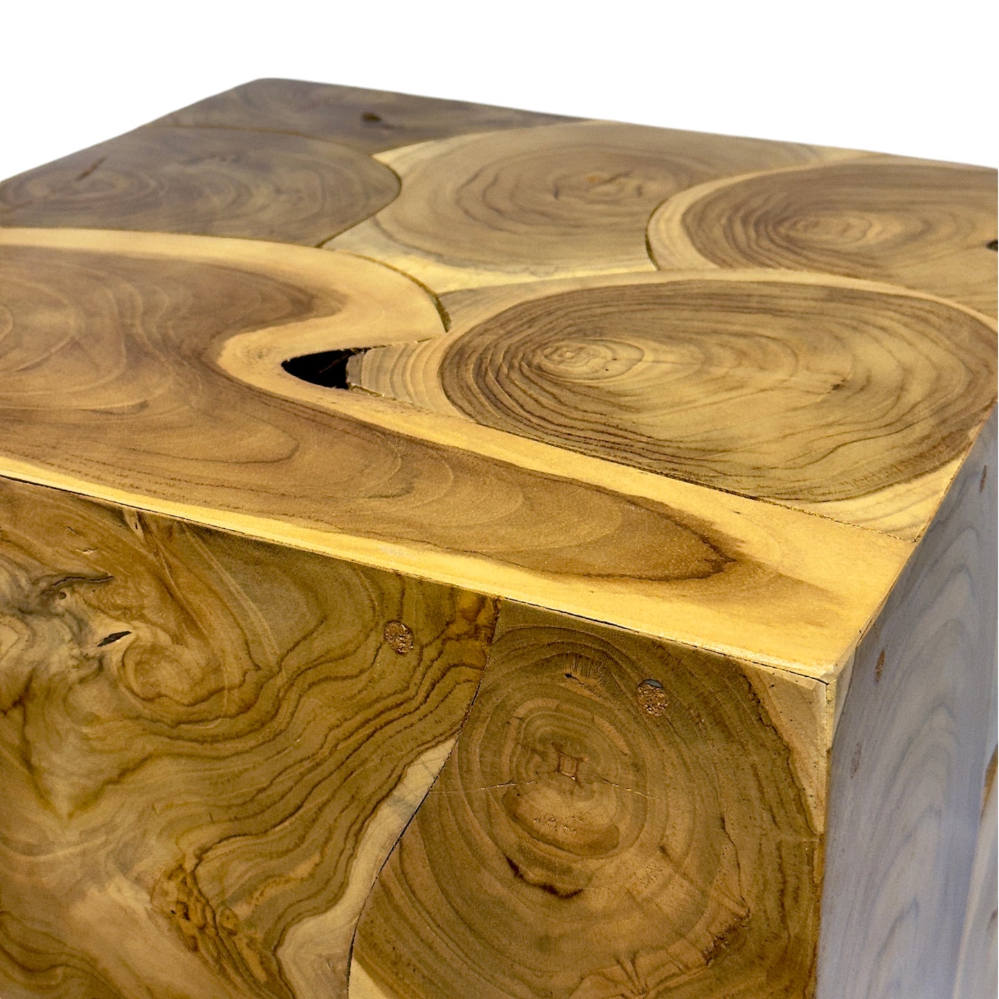 Holzmosaik Beistelltisch - Couchtisch Nachttisch Pflanzenhocker Hocker - Handgefertigt - 40&60x40x40 cm