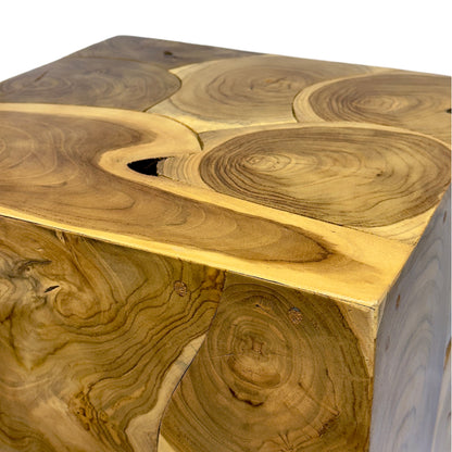 Holzmosaik Beistelltisch - Couchtisch Nachttisch Pflanzenhocker Hocker - Handgefertigt - 40&60x40x40 cm