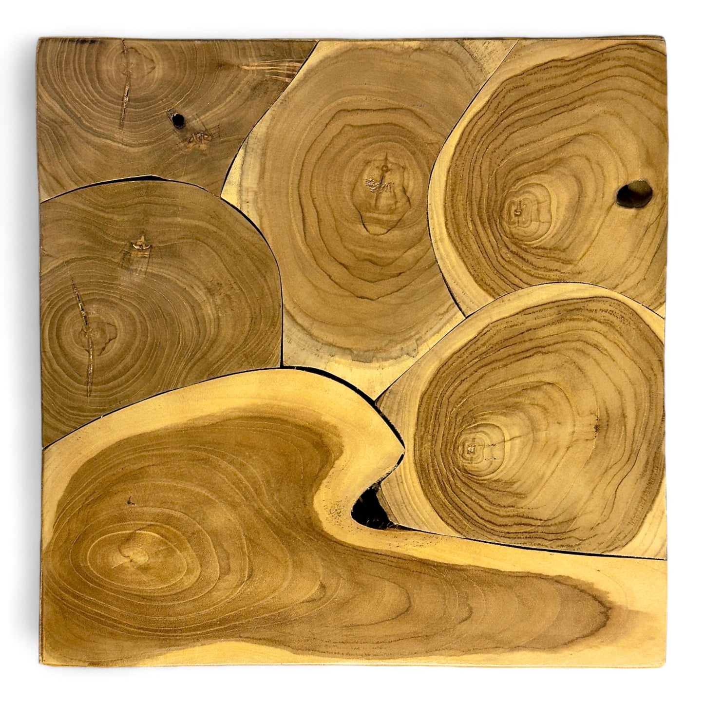 Holzmosaik Beistelltisch - Couchtisch Nachttisch Pflanzenhocker Hocker - Handgefertigt - 40&60x40x40 cm
