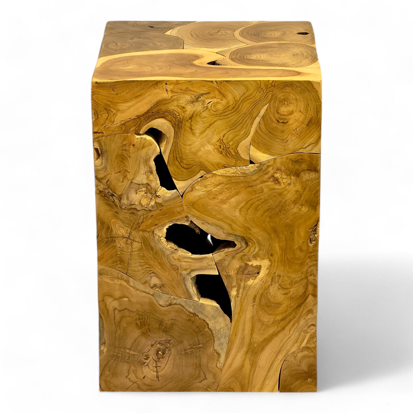 Holzmosaik Beistelltisch - Couchtisch Nachttisch Pflanzenhocker Hocker - Handgefertigt - 40&60x40x40 cm
