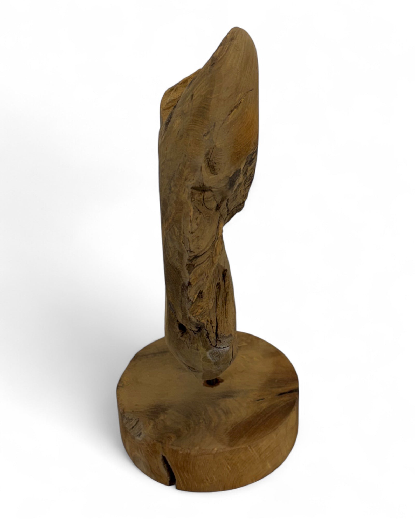 Unique piece: Teak wood decorative ring on a stand – Solid natural wood one-of-a-kind item for living room &amp; office