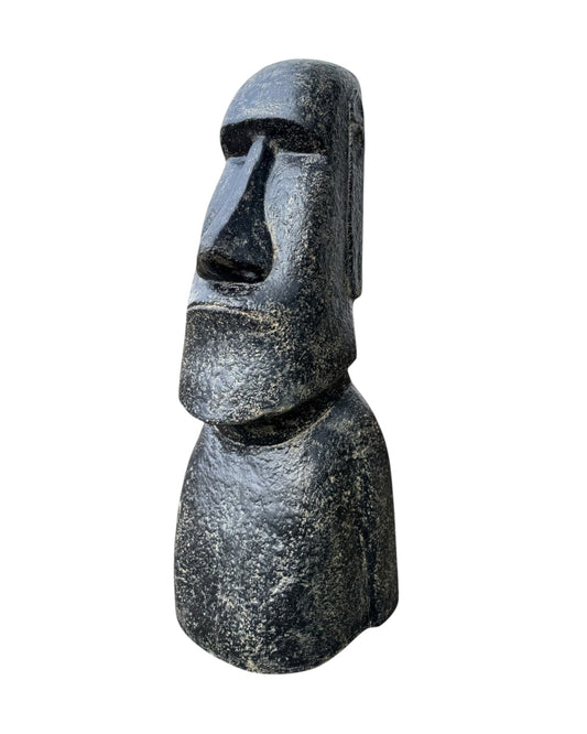 Moai Kopf Statue - Garten Deko Skulptur - Wetterfest - Rapa-Nui Osterinsel-Figur aus Lavasand Grau - 120x46x40 cm