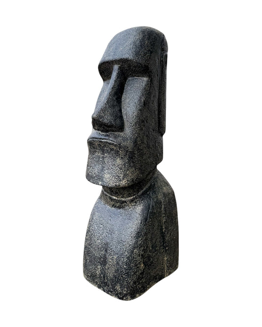 Moai Kopf Statue - Garten Deko Skulptur - Wetterfest - Rapa-Nui Osterinsel-Figur aus Lavasand Grau - 150x49x47 cm