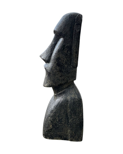 Moai Kopf Statue - Garten Deko Skulptur - Wetterfest - Rapa-Nui Osterinsel-Figur aus Lavasand Grau - 150x49x47 cm