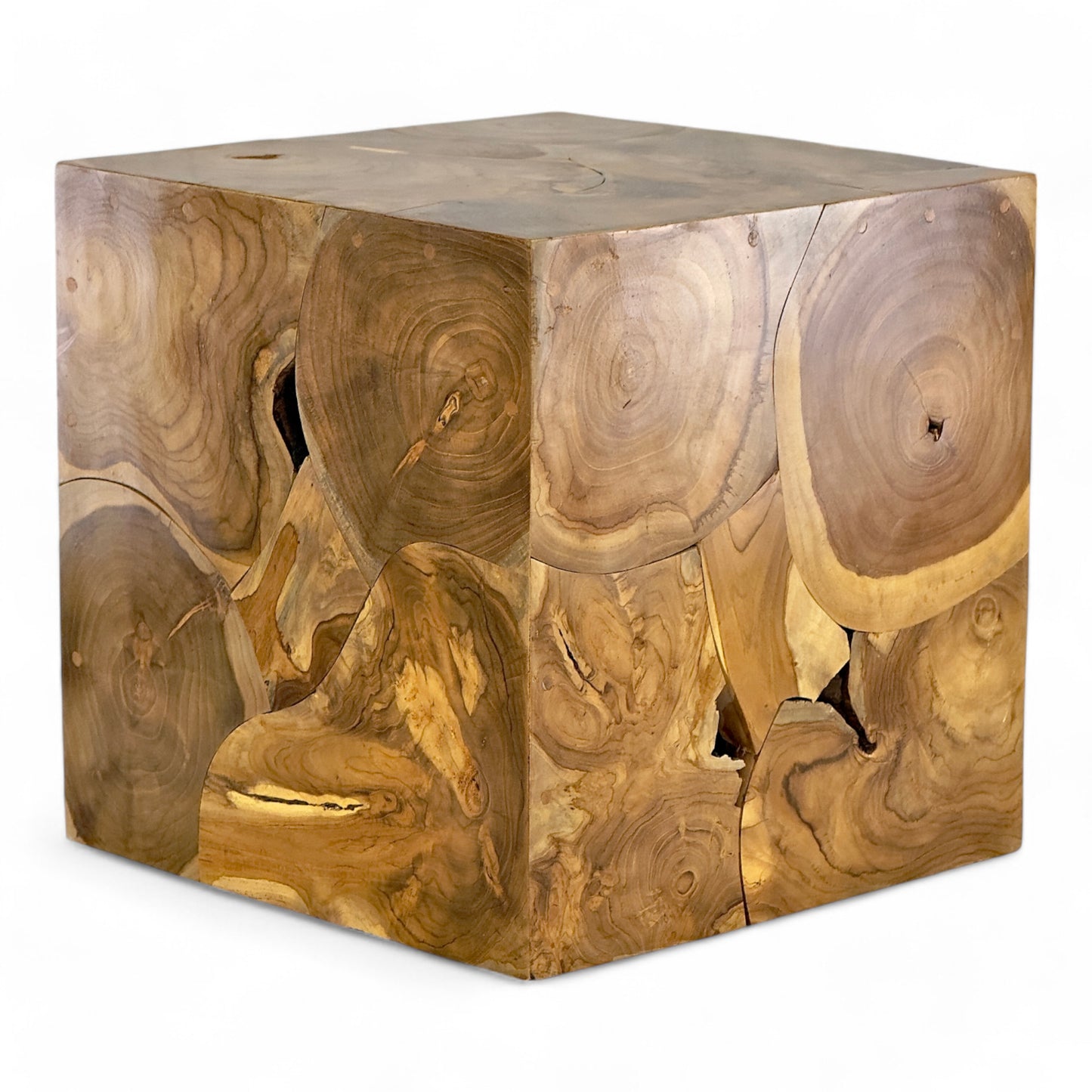 Holzmosaik Beistelltisch - Couchtisch Nachttisch Pflanzenhocker Hocker - Handgefertigt - 40&60x40x40 cm