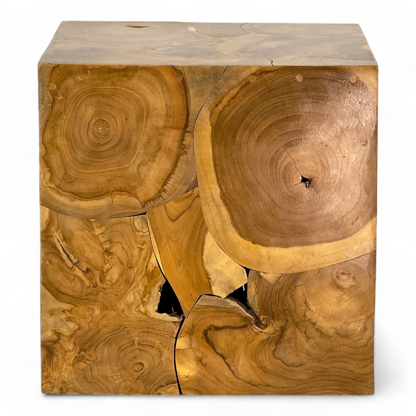 Holzmosaik Beistelltisch - Couchtisch Nachttisch Pflanzenhocker Hocker - Handgefertigt - 40&60x40x40 cm
