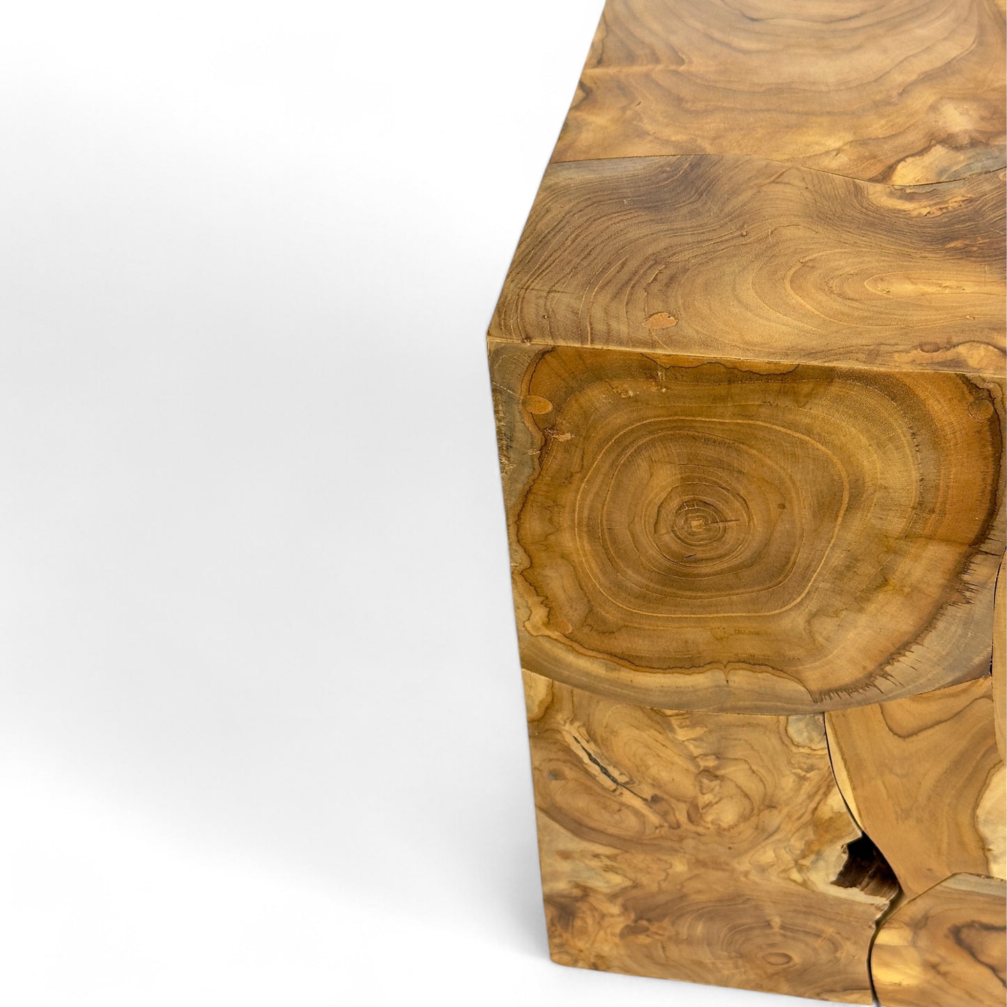 Holzmosaik Beistelltisch - Couchtisch Nachttisch Pflanzenhocker Hocker - Handgefertigt - 40&60x40x40 cm