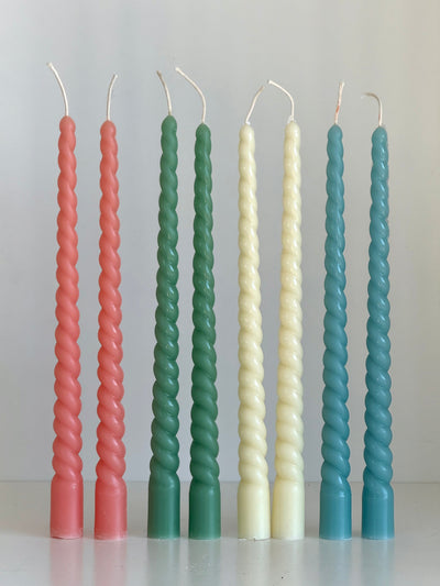 Beeswax Candle ROM – Pastel Colors – Hand-Poured – For Living Rooms &amp; Decoration – Set of 4