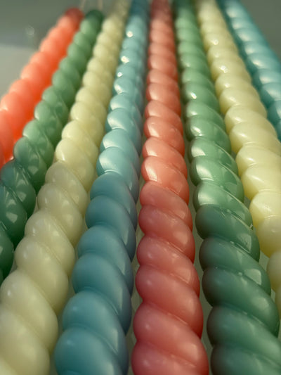 Beeswax Candle ROM – Pastel Colors – Hand-Poured – For Living Rooms &amp; Decoration – Set of 4
