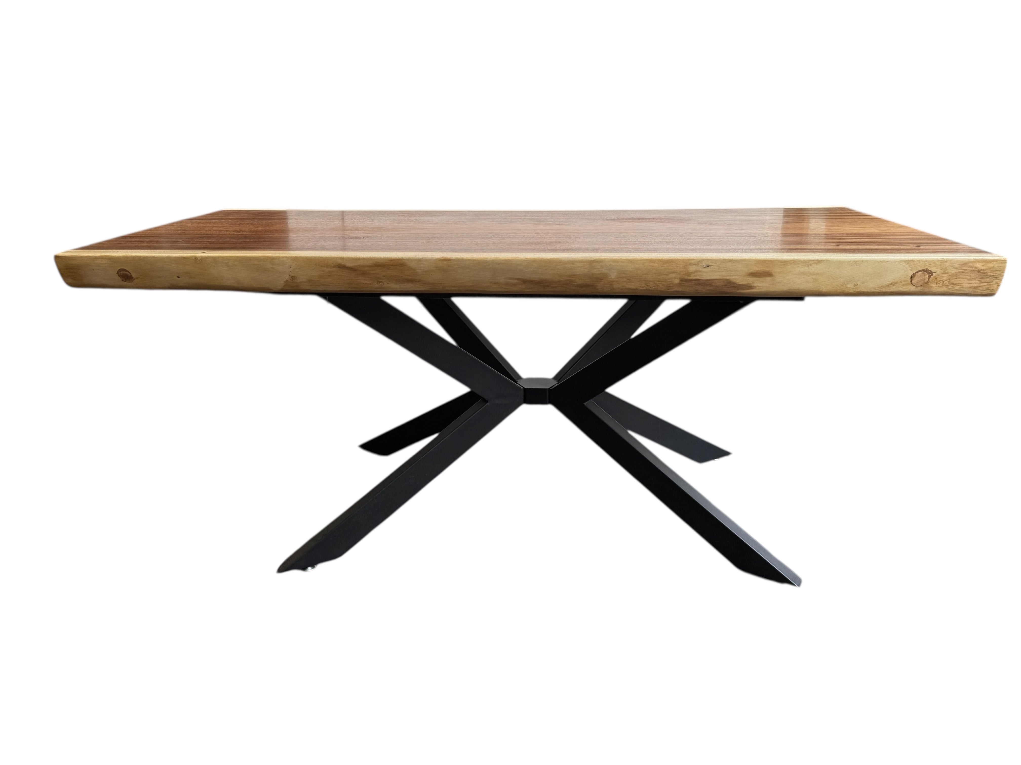 Solid wood dining table natural tree edge - wooden table solid suar wood unique pieces table top (200x115x6cm)
