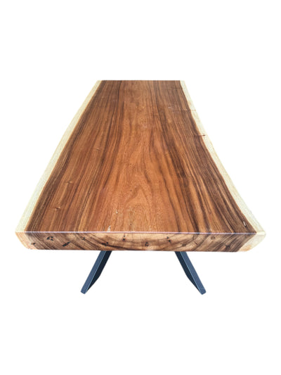 Table à manger en bois massif bord d'arbre naturel - table en bois massif de suar pièces uniques plateau de table (200x89x9cm)