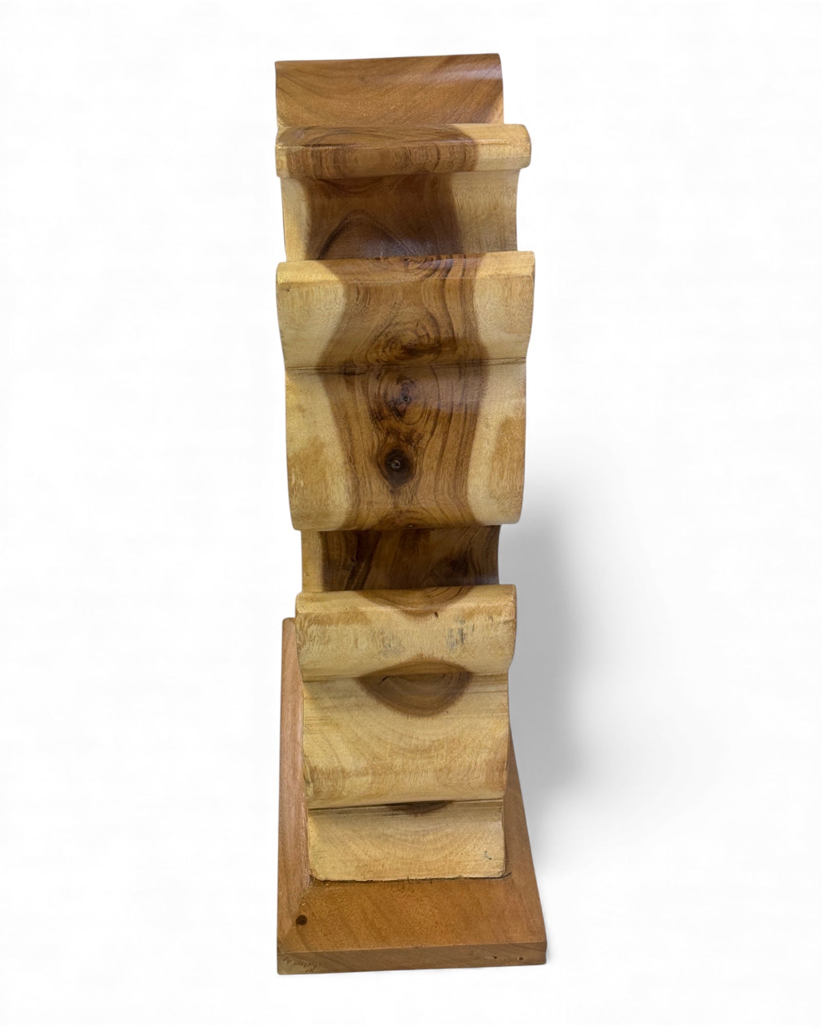 Holz Weinregal – Weinhalter Flaschenhalter - Küche Wohnzimmer Bar - Dekorativ Geschwungen – Aus Teakholz für 8 Flaschen – 60x40x20 cm