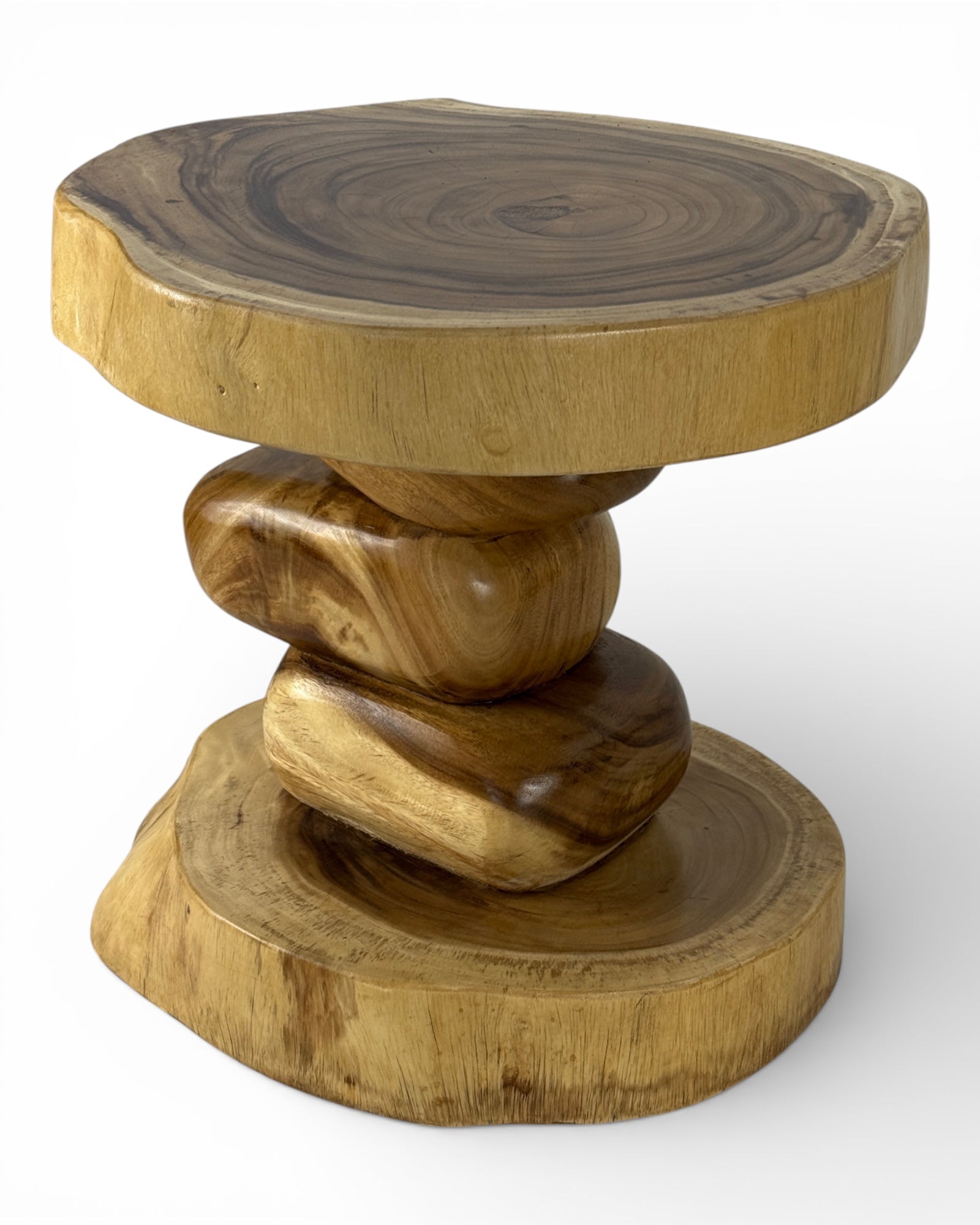 Unique piece: Sculptural side table made of solid natural wood - 50 × 50 × 41 cm
