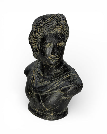 David Büste Skulptur – Garten Terrasse Wohnzimmer Deko – Wetterfest – Stein Statue Antik Stil schwarz gold – 40x30x17 cm