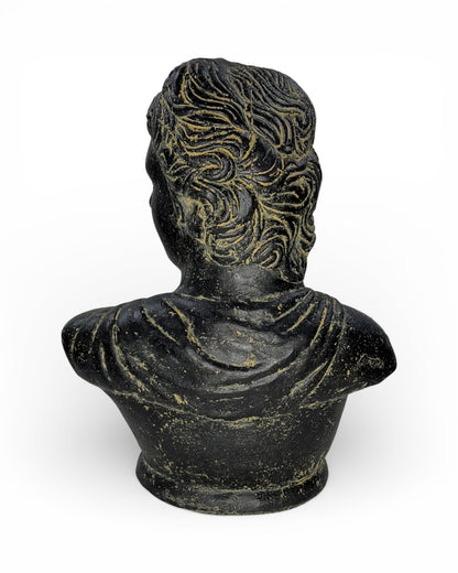 David Büste Skulptur – Garten Terrasse Wohnzimmer Deko – Wetterfest – Stein Statue Antik Stil schwarz gold – 40x30x17 cm