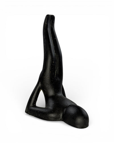 Yoga Skulptur modern – Wohnzimmer Studio Regal Deko – Massive Ausführung – Steinoptik Figur Meditation schwarz – in 3 Größen