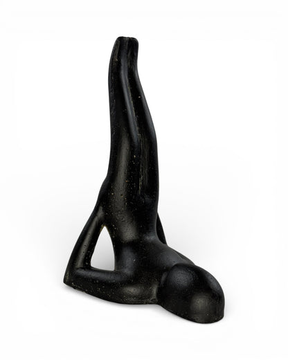 Yoga Skulptur modern – Wohnzimmer Studio Regal Deko – Massive Ausführung – Steinoptik Figur Meditation schwarz – 30x16x20 cm