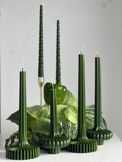 Beeswax candle PARIS – Green – Hand-poured – For living rooms &amp; decoration – 2 sizes