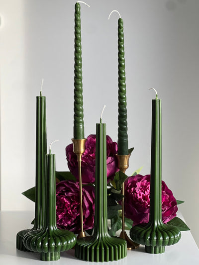 Beeswax candle PARIS – Green – Hand-poured – For living rooms &amp; decoration – 2 sizes