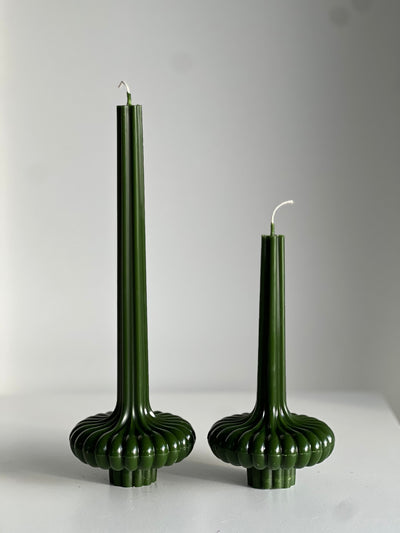 Beeswax candle PARIS – Green – Hand-poured – For living rooms &amp; decoration – 2 sizes